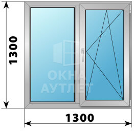 Двухстворчатое деревянно-алюминиевое окно 1300×1300 Г-ПО ОА-50051