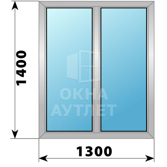 Двухстворчатое деревянно-алюминиевое окно 1300×1400 Г-Г ОА-49826