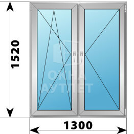 Двухстворчатое деревянно-алюминиевое окно 1300×1520 ПО-П ОА-47031