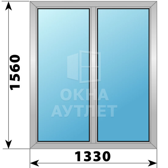 Двухстворчатое деревянно-алюминиевое окно 1330×1560 Г-Г ОА-49970