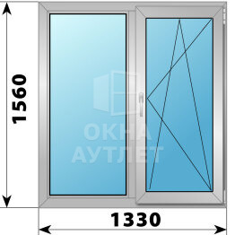 Двухстворчатое деревянно-алюминиевое окно 1330×1560 Г-ПО ОА-46773