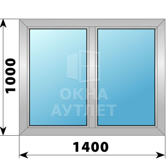 Двухстворчатое деревянно-алюминиевое окно 1400×1000 Г-Г ОА-45870