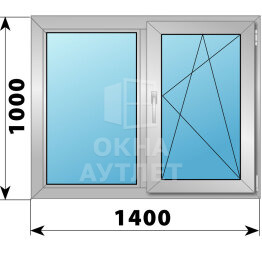 Двухстворчатое деревянно-алюминиевое окно 1400×1000 Г-ПО ОА-49844