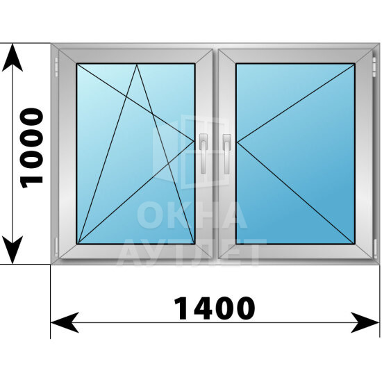 Двухстворчатое деревянно-алюминиевое окно 1400×1000 ПО-П ОА-46341