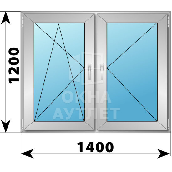 Двухстворчатое деревянно-алюминиевое окно 1400×1200 ПО-П ОА-50225