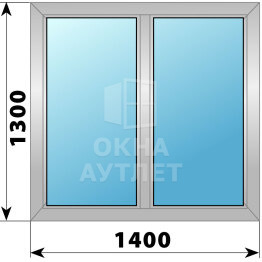 Двухстворчатое деревянно-алюминиевое окно 1400×1300 Г-Г ОА-44010