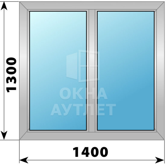 Двухстворчатое деревянно-алюминиевое окно 1400×1300 Г-Г ОА-44010
