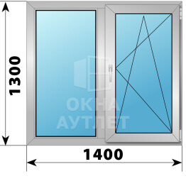 Двухстворчатое деревянно-алюминиевое окно 1400×1300 Г-ПО ОА-46488