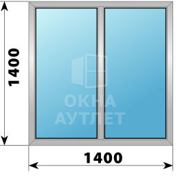 Двухстворчатое деревянно-алюминиевое окно 1400×1400 Г-Г ОА-45588