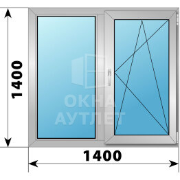 Двухстворчатое деревянно-алюминиевое окно 1400×1400 Г-ПО ОА-50168