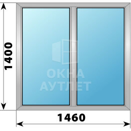 Двухстворчатое деревянно-алюминиевое окно 1460×1400 Г-Г ОА-45594