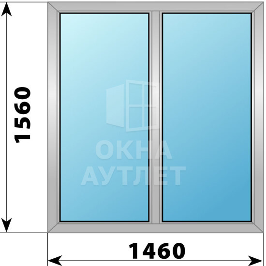 Двухстворчатое деревянно-алюминиевое окно 1460×1560 Г-Г ОА-46281