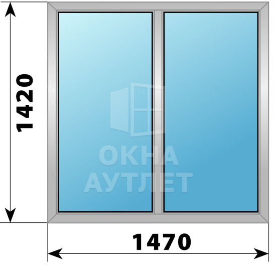 Двухстворчатое деревянно-алюминиевое окно 1470×1420 Г-Г ОА-49982