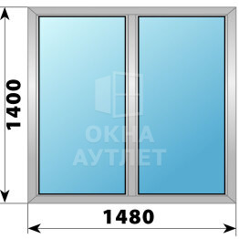 Двухстворчатое деревянно-алюминиевое окно 1480×1400 Г-Г ОА-49994