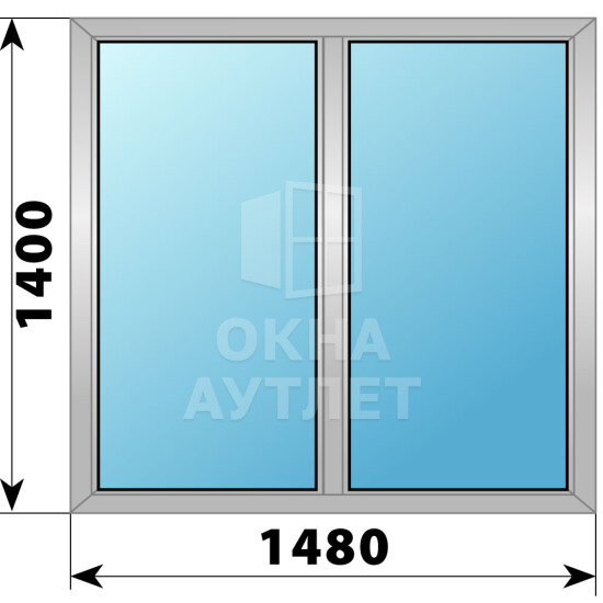Двухстворчатое деревянно-алюминиевое окно 1480×1400 Г-Г ОА-49994