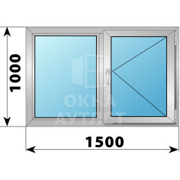 Двухстворчатое деревянно-алюминиевое окно 1500×1000 Г-П ОА-49889