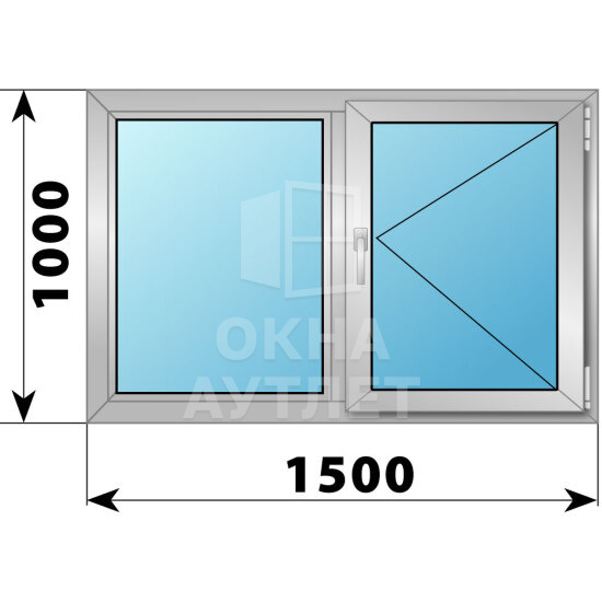 Двухстворчатое деревянно-алюминиевое окно 1500×1000 Г-П ОА-49889