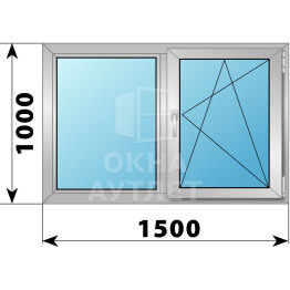 Двухстворчатое деревянно-алюминиевое окно 1500×1000 Г-ПО ОА-46128