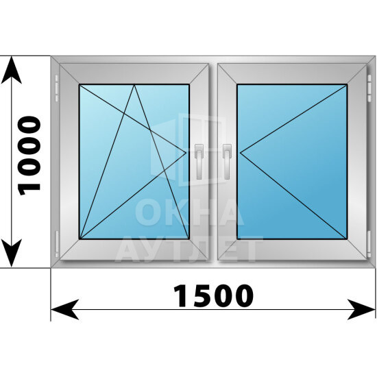 Двухстворчатое деревянно-алюминиевое окно 1500×1000 ПО-П ОА-46506
