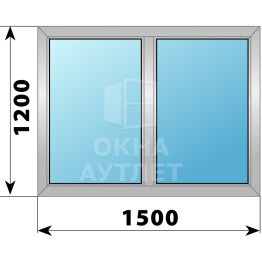 Двухстворчатое деревянно-алюминиевое окно 1500×1200 Г-Г ОА-49940