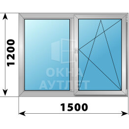 Двухстворчатое деревянно-алюминиевое окно 1500×1200 Г-ПО ОА-50105