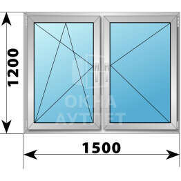Двухстворчатое деревянно-алюминиевое окно 1500×1200 ПО-П ОА-50300