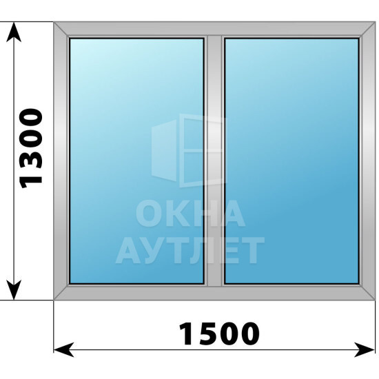 Двухстворчатое деревянно-алюминиевое окно 1500×1300 Г-Г ОА-46011