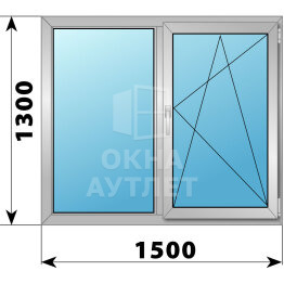 Двухстворчатое деревянно-алюминиевое окно 1500×1300 Г-ПО ОА-46641