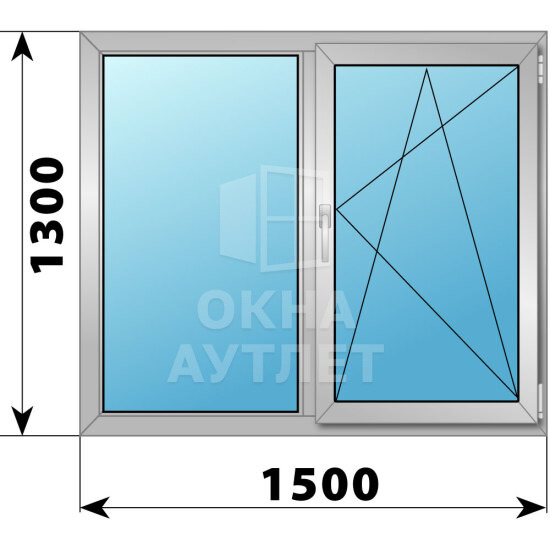 Двухстворчатое деревянно-алюминиевое окно 1500×1300 Г-ПО ОА-46641