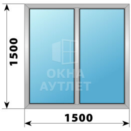 Двухстворчатое деревянно-алюминиевое окно 1500×1500 Г-Г ОА-49829