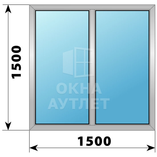 Двухстворчатое деревянно-алюминиевое окно 1500×1500 Г-Г ОА-49829