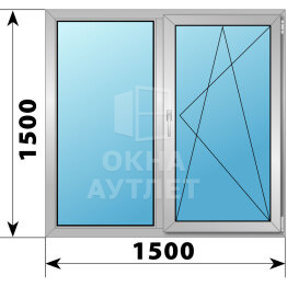 Двухстворчатое деревянно-алюминиевое окно 1500×1500 Г-ПО ОА-46920