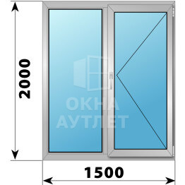 Двухстворчатое деревянно-алюминиевое окно 1500×2000 Г-П ОА-47541