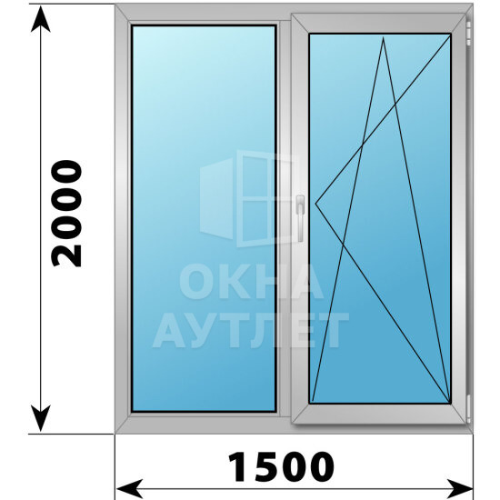 Двухстворчатое деревянно-алюминиевое окно 1500×2000 Г-ПО ОА-47571
