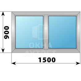 Двухстворчатое деревянно-алюминиевое окно 1500×900 Г-Г ОА-45855