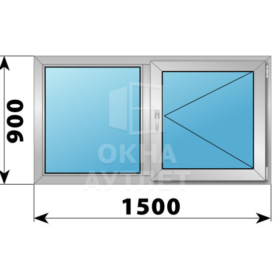 Двухстворчатое деревянно-алюминиевое окно 1500×900 Г-П ОА-49766