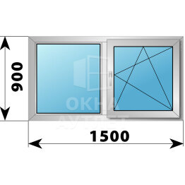 Двухстворчатое деревянно-алюминиевое окно 1500×900 Г-ПО ОА-45939