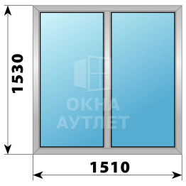 Двухстворчатое деревянно-алюминиевое окно 1510×1530 Г-Г ОА-46182