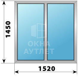 Двухстворчатое деревянно-алюминиевое окно 1520×1450 Г-Г ОА-46632