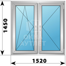 Двухстворчатое деревянно-алюминиевое окно 1520×1450 ПО-П ОА-50555