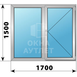 Двухстворчатое деревянно-алюминиевое окно 1700×1500 Г-П ОА-50474