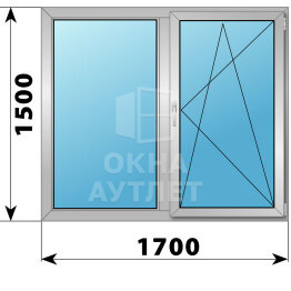 Двухстворчатое деревянно-алюминиевое окно 1700×1500 Г-ПО ОА-47154