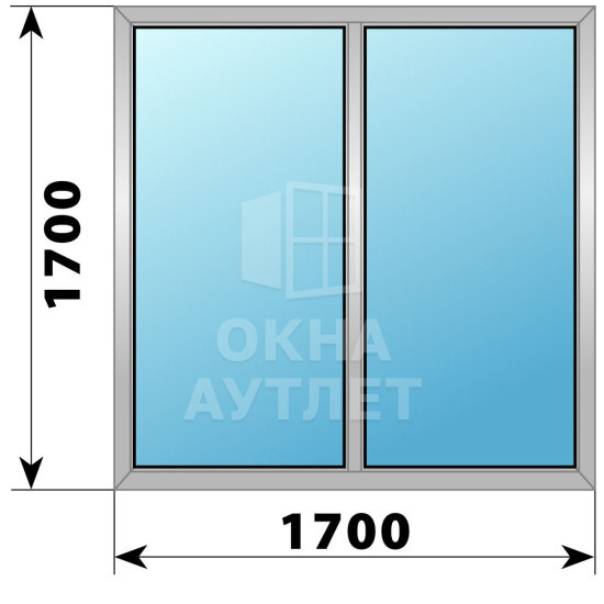 Двухстворчатое деревянно-алюминиевое окно 1700×1700 Г-Г ОА-46824