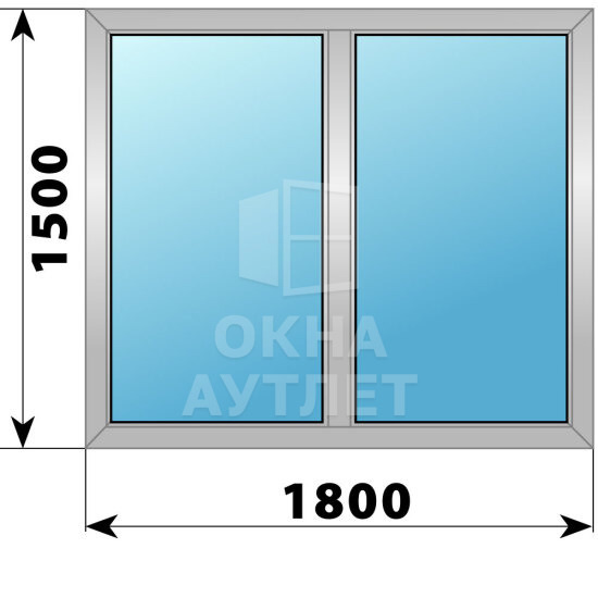 Двухстворчатое деревянно-алюминиевое окно 1800×1500 Г-Г ОА-50309