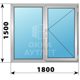 Двухстворчатое деревянно-алюминиевое окно 1800×1500 Г-П ОА-50558