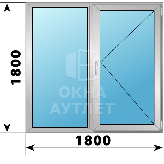 Двухстворчатое деревянно-алюминиевое окно 1800×1800 Г-П ОА-47622