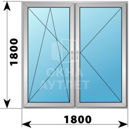 Двухстворчатое деревянно-алюминиевое окно 1800×1800 ПО-П ОА-51095