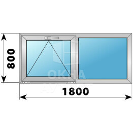 Двухстворчатое деревянно-алюминиевое окно 1800×800 О-Г ОА-49754