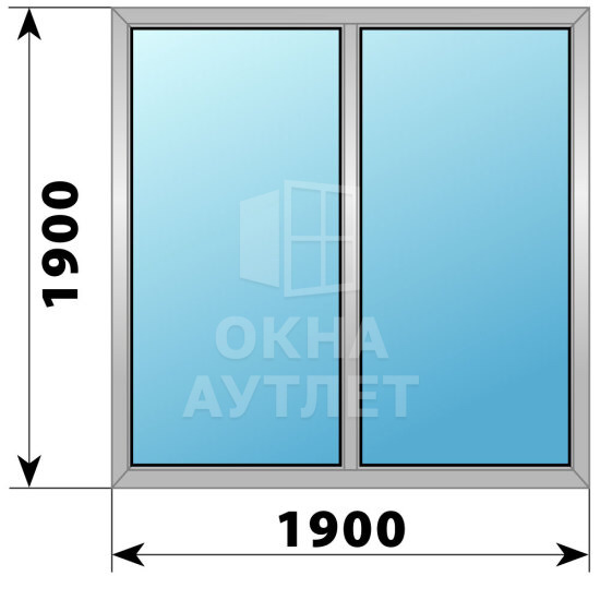 Двухстворчатое деревянно-алюминиевое окно 1900×1900 Г-Г ОА-47475