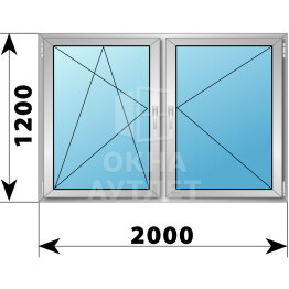 Двухстворчатое деревянно-алюминиевое окно 2000×1200 ПО-П ОА-47373
